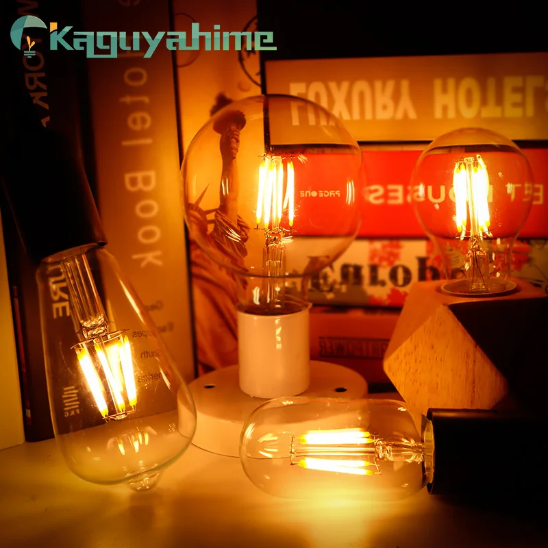 Светодиодсветодиодный лампа Эдисона Kaguyahime 220 В E27 3D фейерверк в стиле ретро