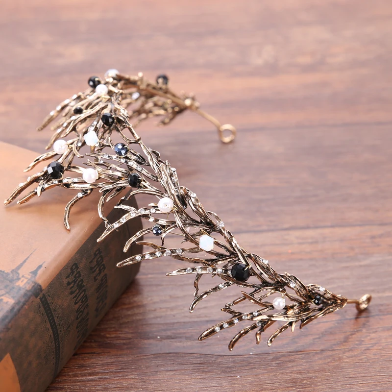 

Vintage Wedding Crown Pearl Rhinestone Crystal Crown Headdress Bridal Crown Hair Accessories Queen Crown Wedding Headdress Gift