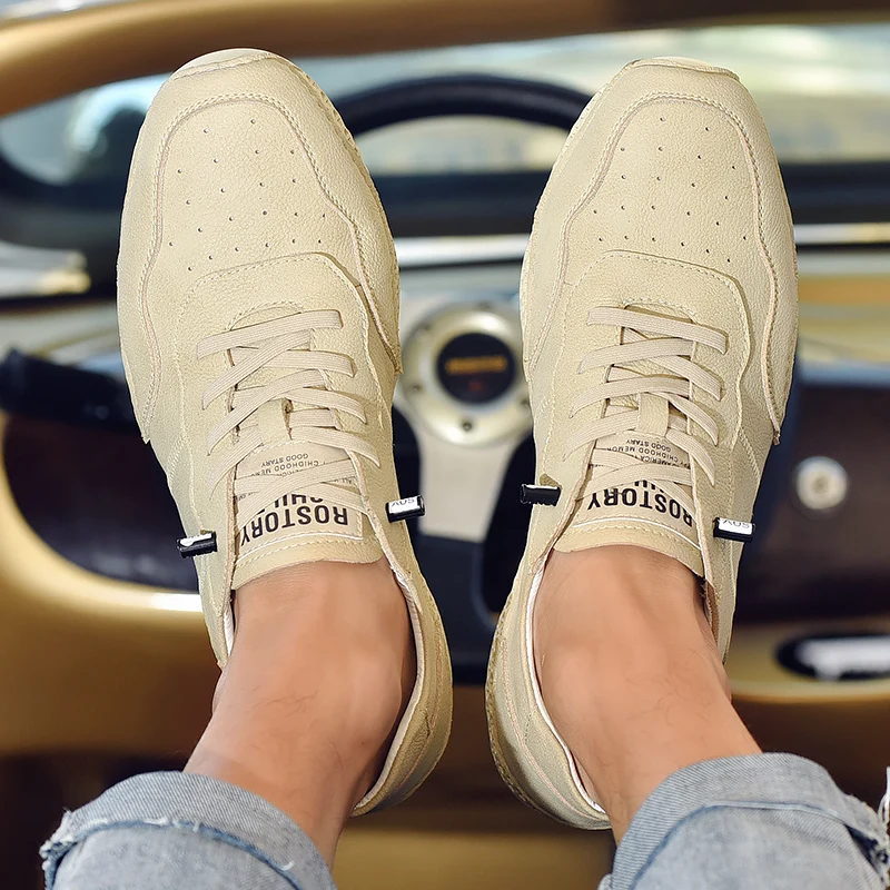 

New Men's Casual Shoes Breathable Genuine Leather Shoes Autumn Soft Comfortable Men Shoes Flat Shoes Outdoor Sneakers 38-46