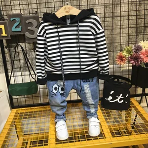 Baby Boys Sets spring and autumn Boys Sets Clothes Hoodies and jeans cotton sports stripe Set Children Suit 2-6year