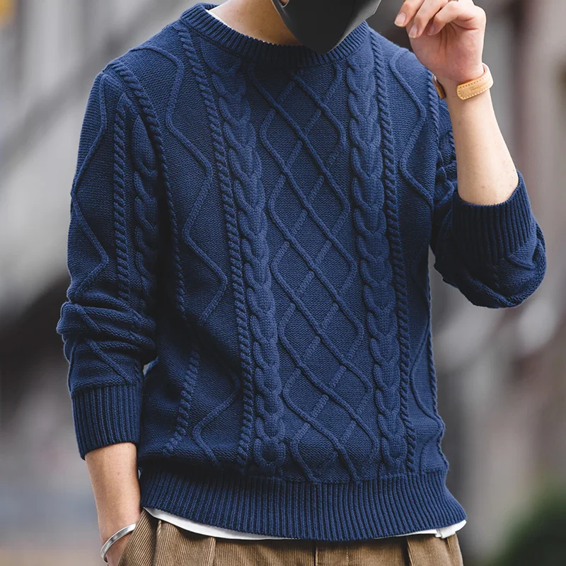 Maden мужской свитер с круглым вырезом Вязаный Теплый Зимний пуловер темно