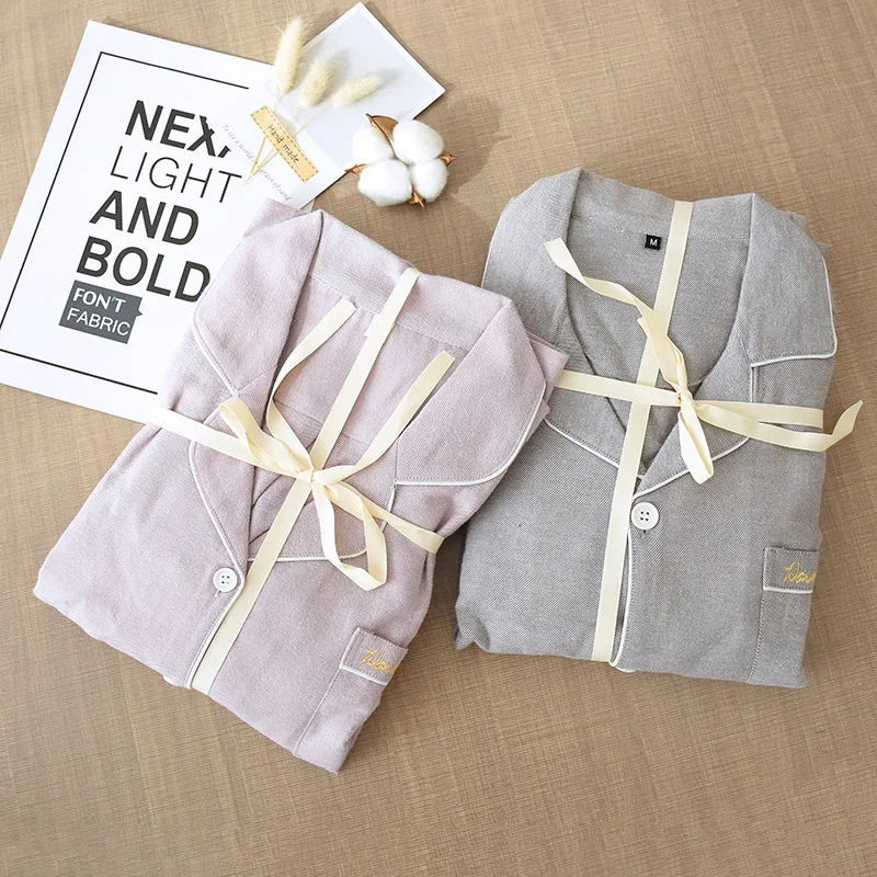 Lovers Pure Cotton Long-sleeved Pajamas Double-sided Brushed Women Winters Clothing Suit Loungewear Sleepwear Plaid Home Clothes | Женская