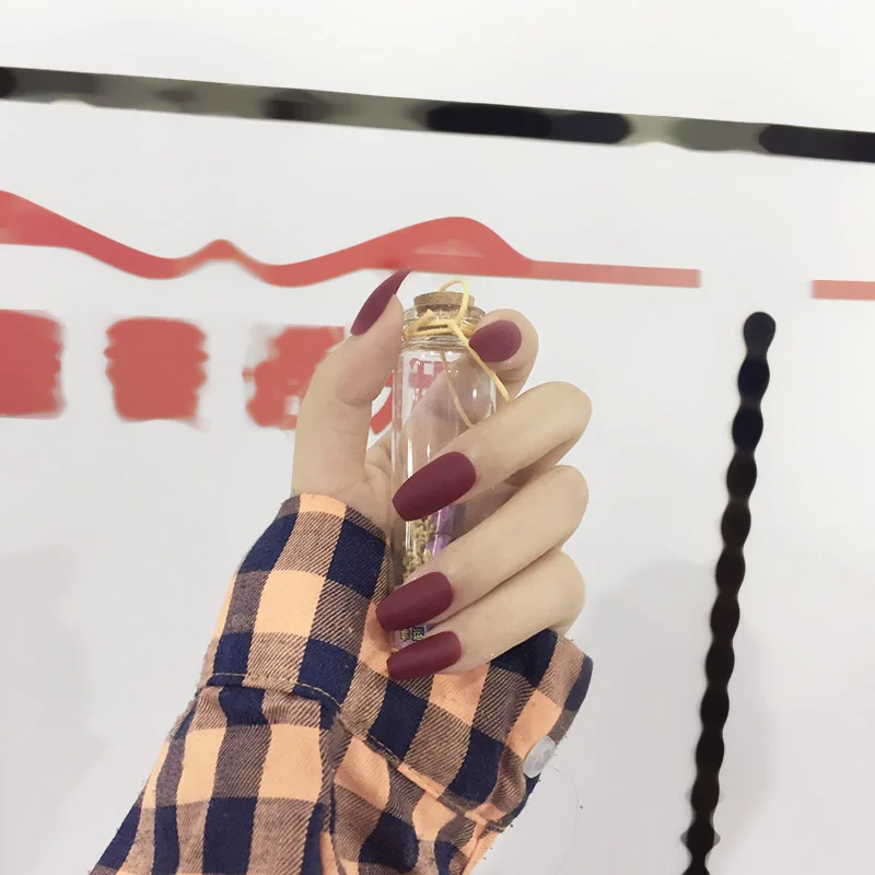 24 шт. накладные ногти для ногтей красные длинные квадратные | Красота и здоровье