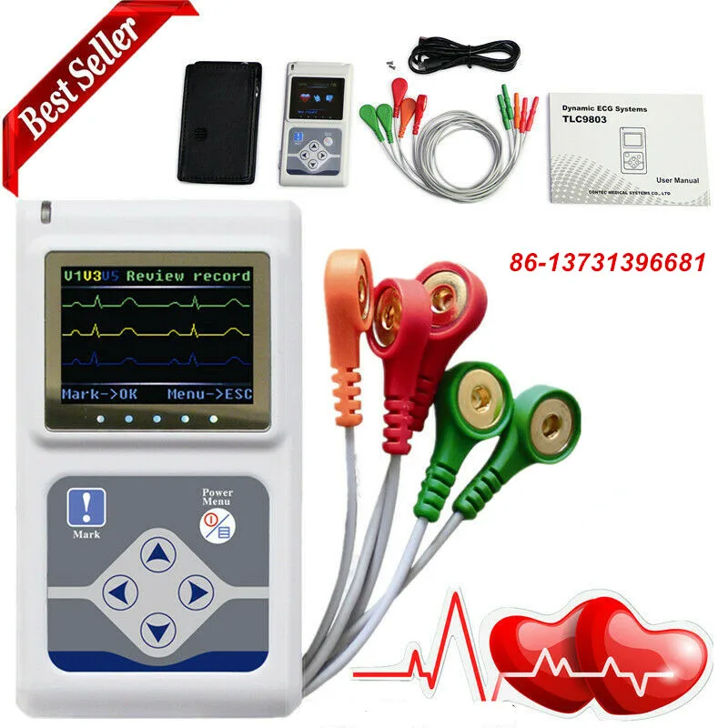 CONTEC 24H динамический ЭКГ Holter Monitor EKG System Machine анализатор кардиостимулятора