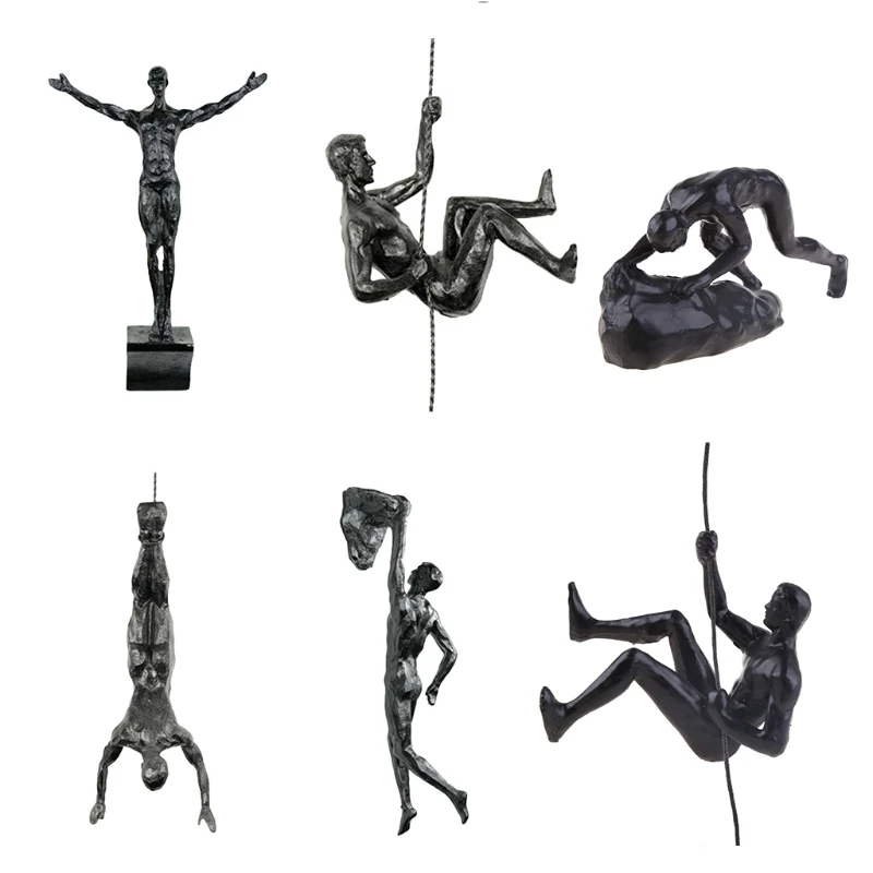 

Athlete Abstract Statue Resin Hanging Pendant Sports Man Sculpture Modern Rock Climbing Figures Ornament Wall Decoration