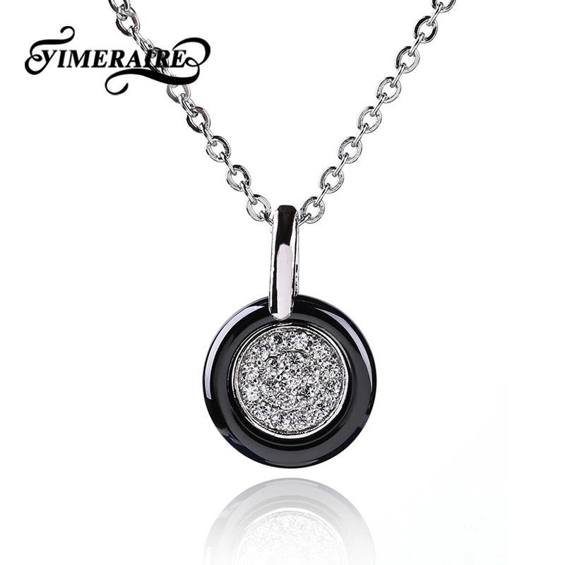 TUHE новый маленький круглый черный керамический блестящий кристалл кулон