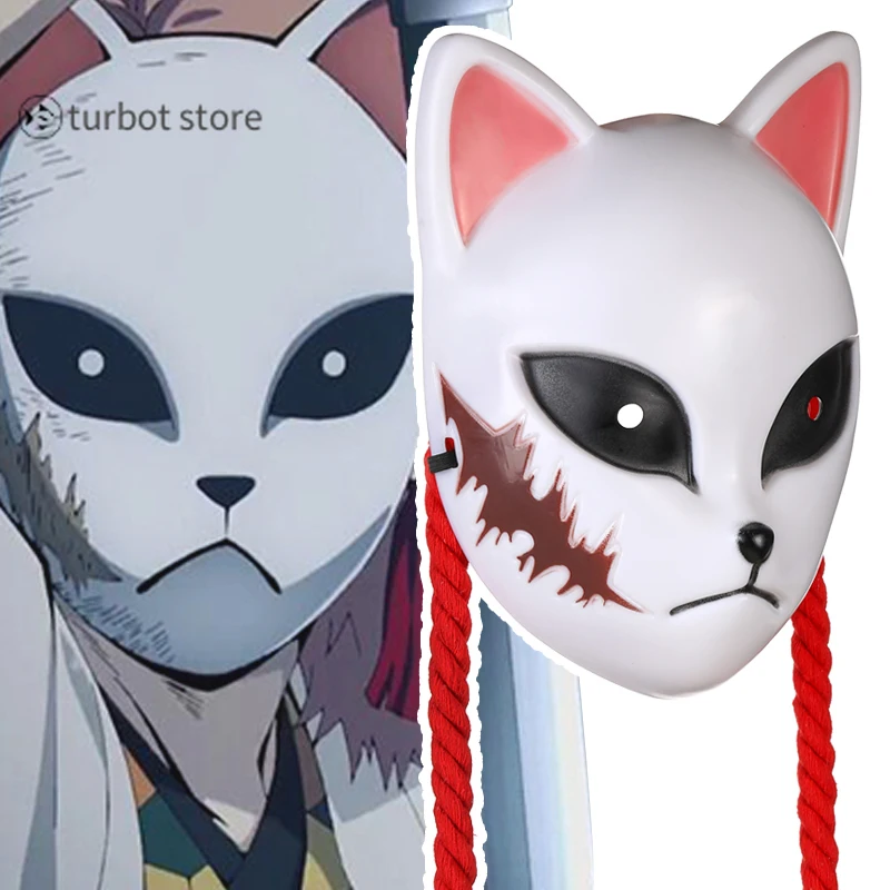 

Anime Demon Slayer Cosplay Tanjirou Fox Half Face Mask Dead Companion
