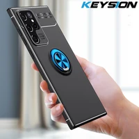 keysion shockproof case for samsung s22 ultra s22 s21 fe s20 plus silicone ring stand phone back cover for galaxy note 20 ultra