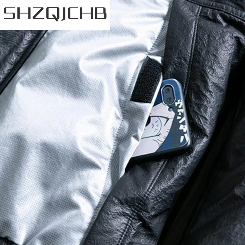 

JCHB 2021 Fashion Genuine Leather Light Mens Down Jacket Winter Warm Thick Hooded Outerwear Casual Patchwork Printing Sheepskin