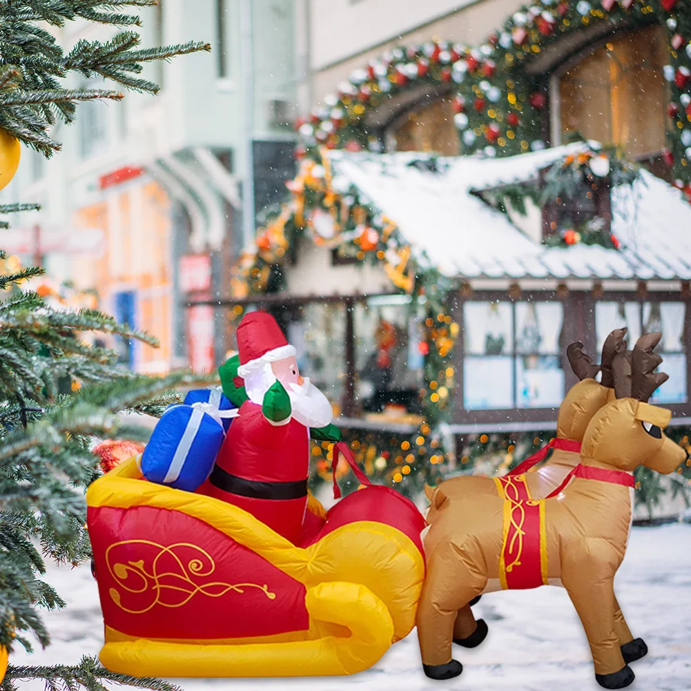 

Рождественская надувная модель, лось, сани, Санта-Клаус светильник кой для вечерние, сада, газона, украшения, реквизит, игрушки, Бытовые аксе...