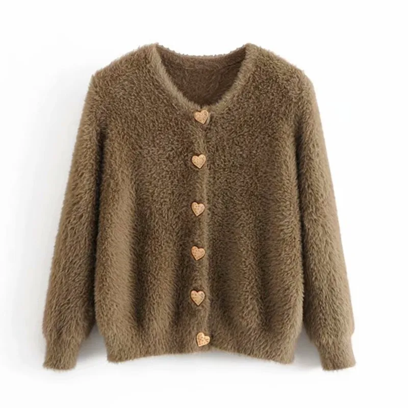 Женский вязаный кардиган WSYORE однобортный свитер на пуговицах с длинным рукавом