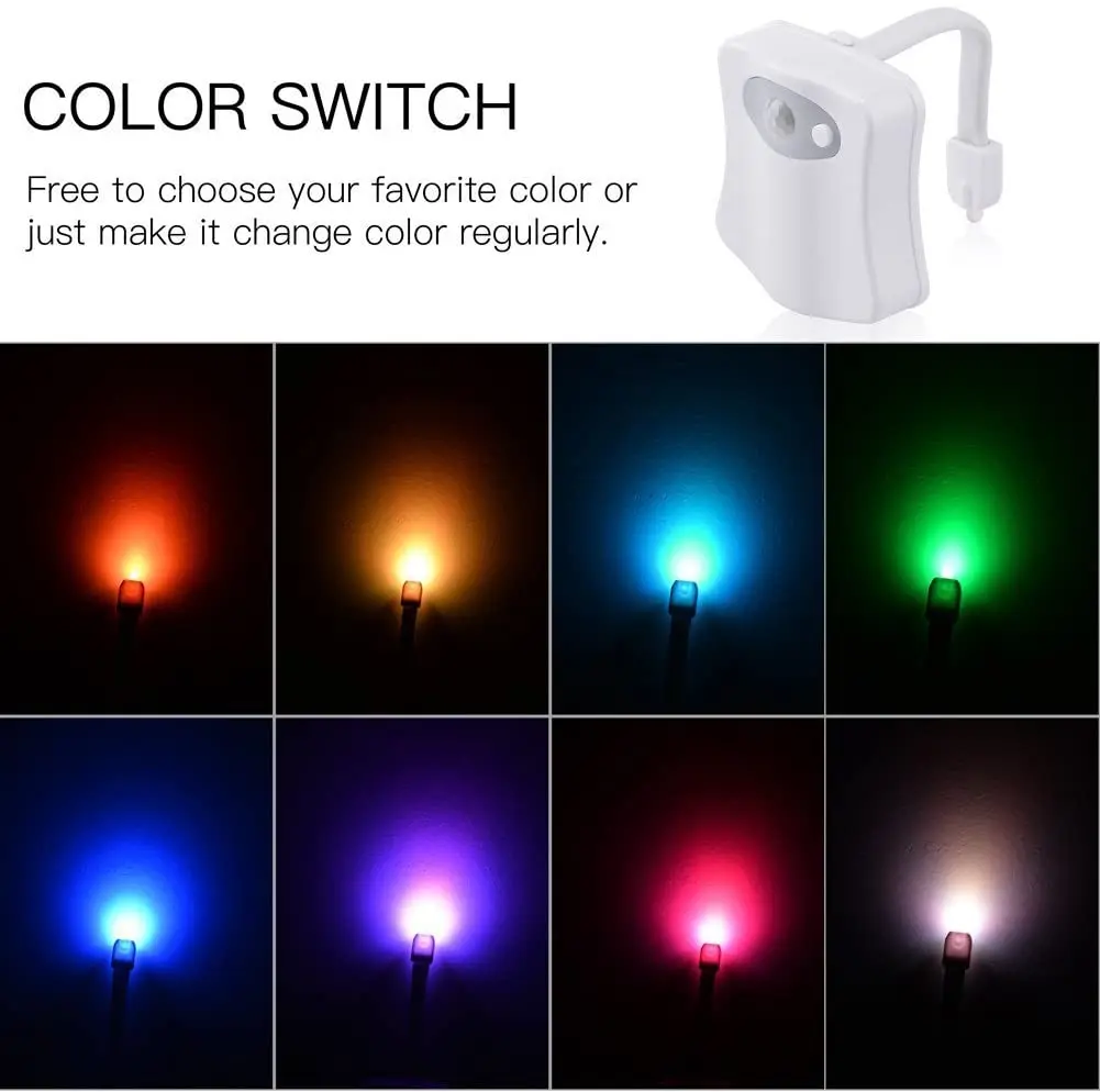 LED 8 Colors Toilet Decorative Light Waterproof Motion Sensor Bathroom Night with Replaceable Battery IP65 for RestroomLED | Освещение