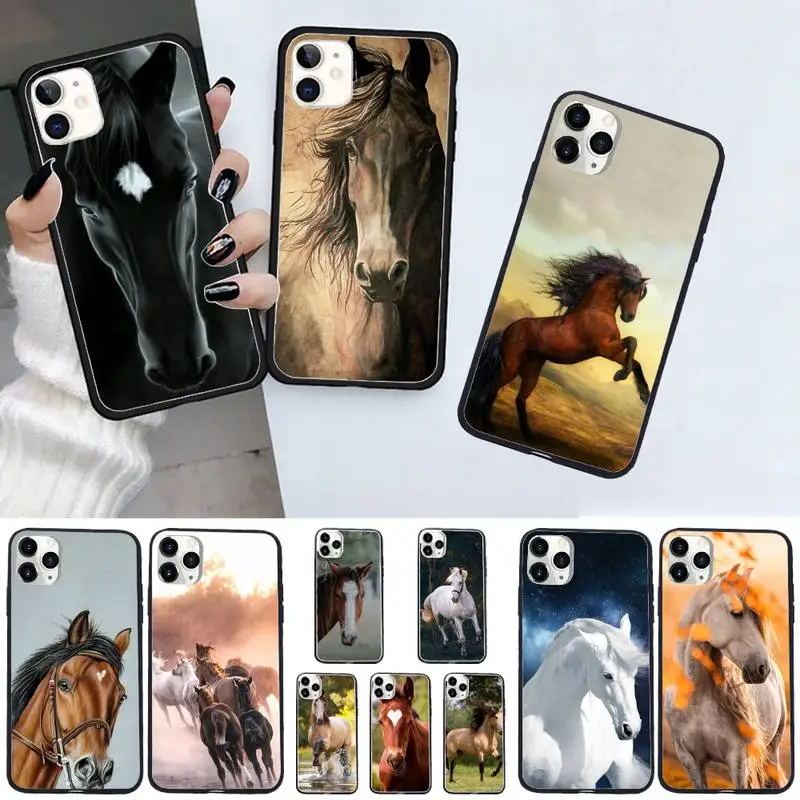 

Watercolor Horse Running Phone Case For iphone 12 11 13 7 8 6 s plus x xs xr pro max mini shell