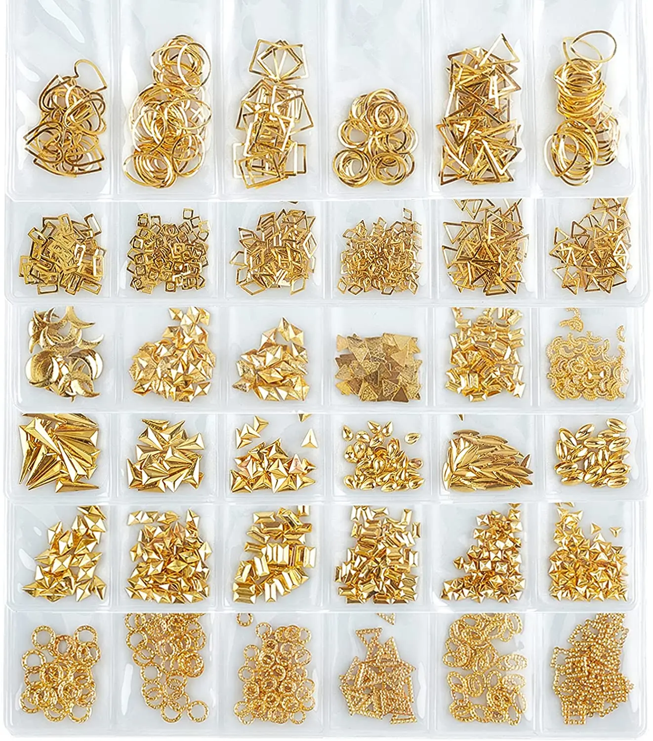 

38g 6bags Geometric Themed Resin Fillers Metal Filler Charms Metal Nail Studs Brass Resin Supplies Filling Accessories