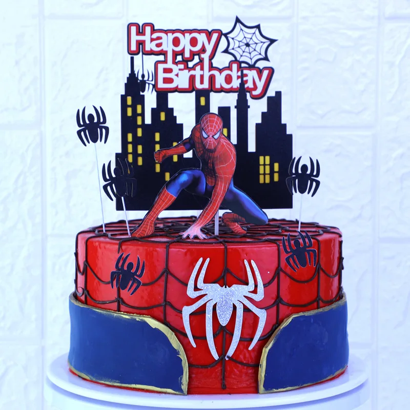 1set Spider man Theme Cake Toppers for Birthday Party Cartoon Disney spider man Cake Decoration Party Supplies Set Gifts Toy images - 6