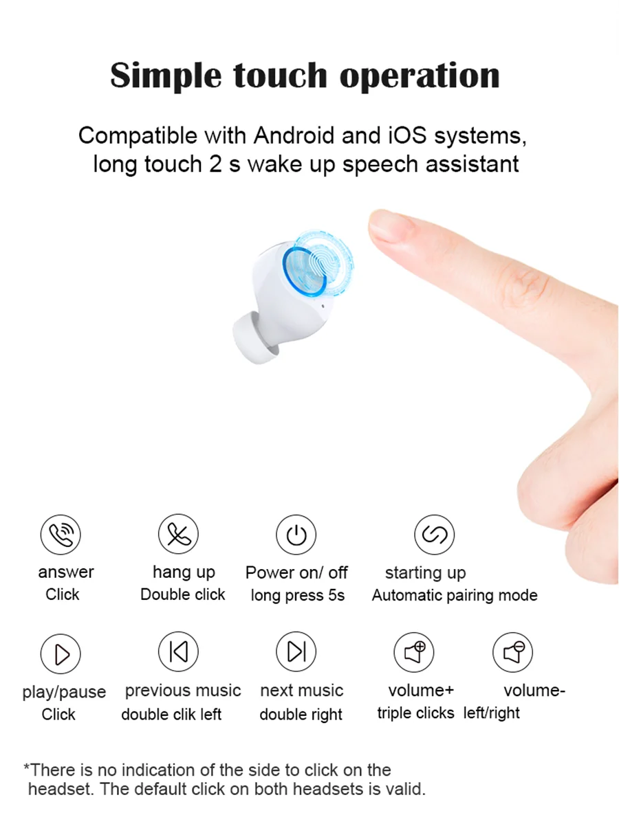 TW60 Touch control беспроводные наушники Buletooth 5,0 гарнитура 8D объемный HiFi стерео наушники спортивные наушники с микрофоном для телефонов