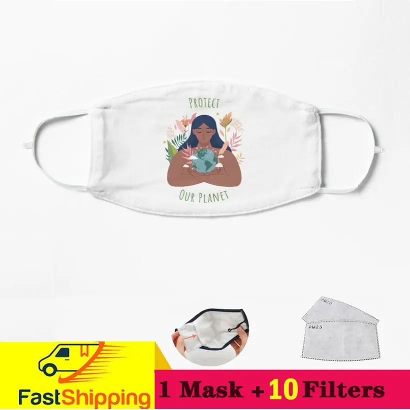 

Protect Our Planet Morning dew on red leaves Plant Mama Face Mask Cotton Fabric Washable Filter Pocket Cotton Mascarilla