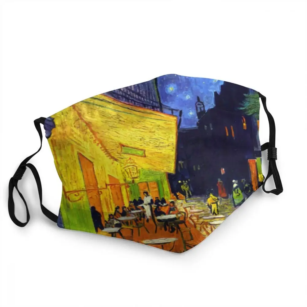 

Cafe Terrace At Night Reusable Face Mask Vincent Van Gogh Painting Anti Haze Dustproof Protection Cover Respirator Mouth Muffle