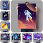 Постер M309 на холсте с изображением космонавта, солнечной системы