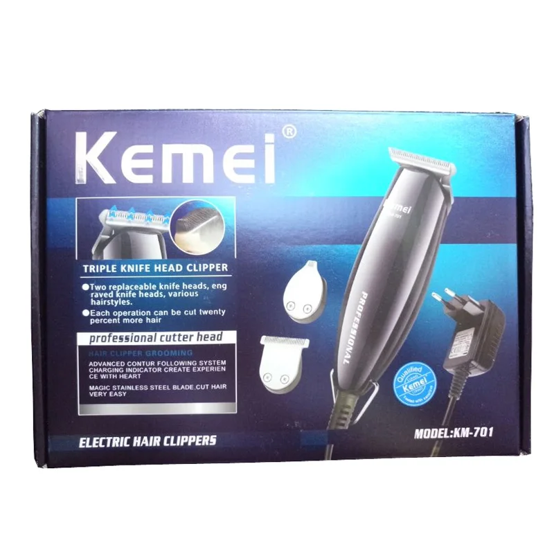 black-with box Kemei перезаряжаемая машинка для стрижки волос триммер электрический Гладкий Назад профессиональный триммер для волос Бритва для мужчин машинка для стрижки волос 40D - Цвет: black-with box