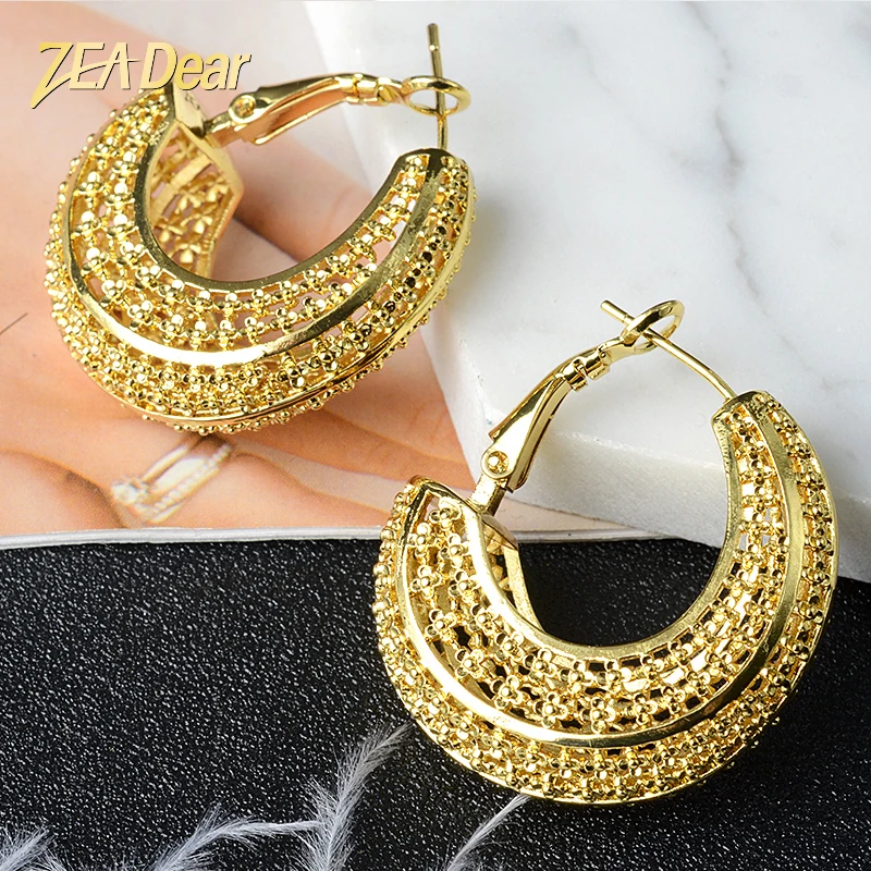 

Zea dear Jewelry Fashion Copper Hoop High Quality Big Earrings For Women Classic Luxury Romantic Anniversary Trendy Earrings