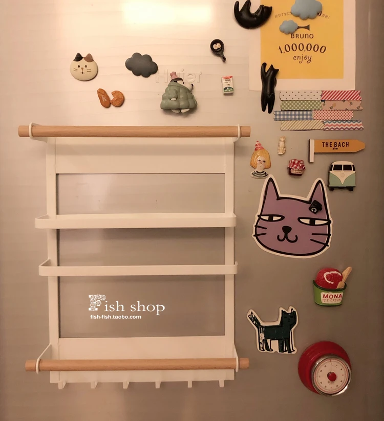 

Iron Craft Refrigerator Storage Rack Magnetic Magnet Side Wall Plastic Wrap Kitchen Paper Storage