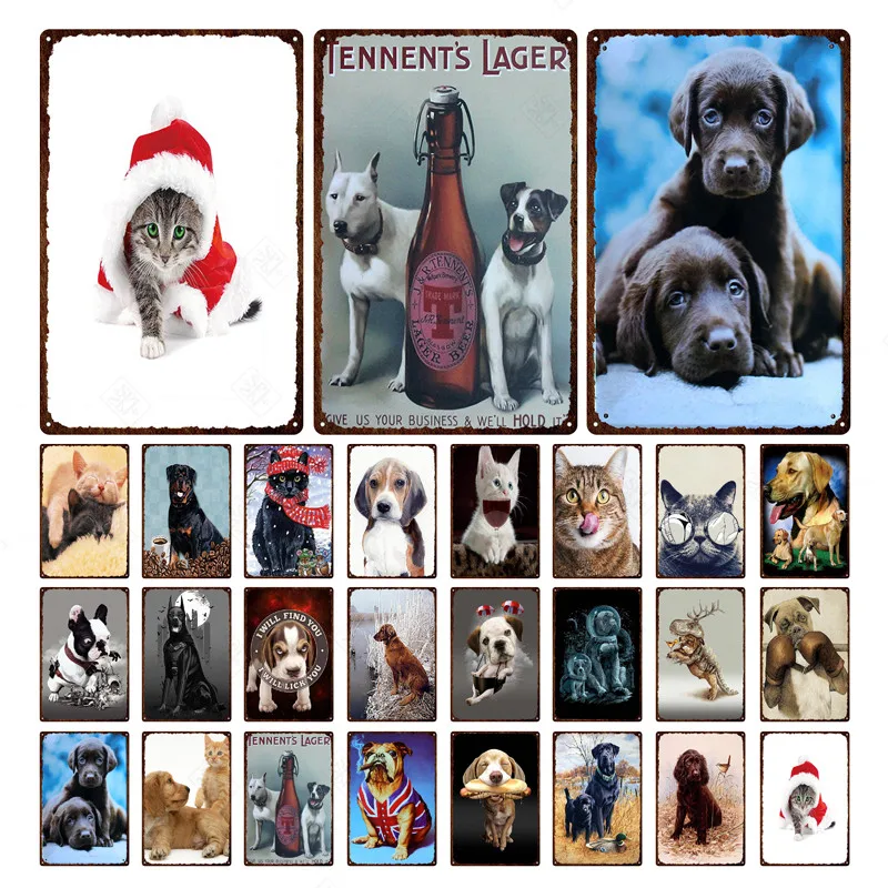 

Cute Dog Plaques Sign For Pet Shop Propaganda Wall Art Poster Decoration Metal Sign Custom Made Size 20x30cm Tin Sign Aninal Dog