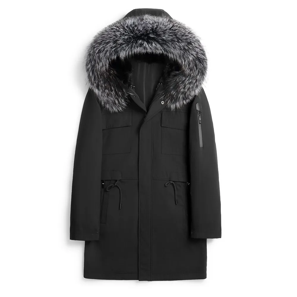 Пальто с подкладкой из натурального меха норки зимняя утепленная ветрозащитная