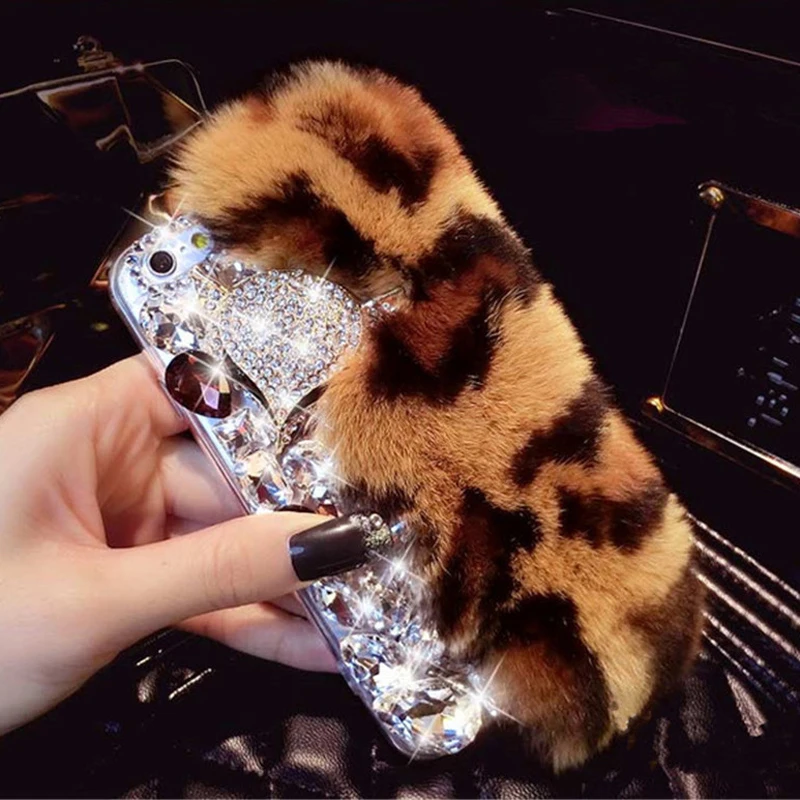 

Rhinestone Pearl Case For Huawei P30 P40 Lite P20 Nova 4e Bling Diamond Fur Fox Cover For Mate 20 Pro Soft Bumper Coque Fundas