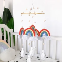 rainbow baby rattle hanging bed bell mobile on the crib for 0 6 12 months newborn arc with toys kids room decor christmas gifts
