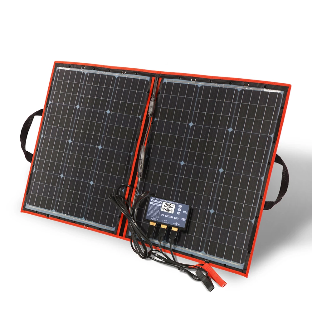 Dokio 100W 110 Вт(55 Вт x 2 шт.) 18V гибкие черные панели солнечных батарей Китай складное+ 12/24V регулятор напряжения 110 ватт панель солнечных батарей