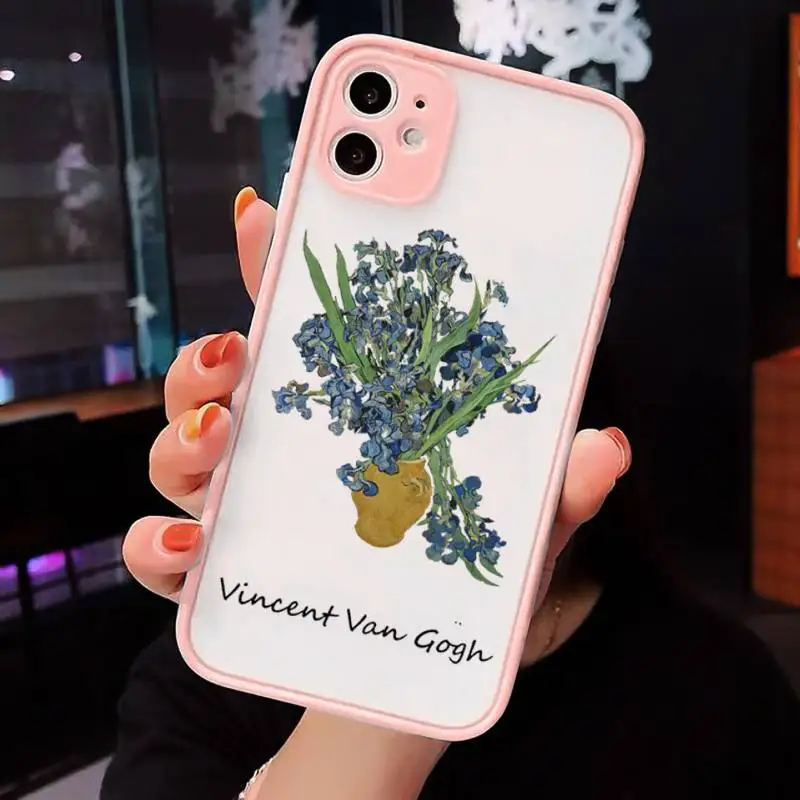 

Art Aesthetic Vincent Van Gogh Starry Night flower Phone Case matte transparent For iphone 7 8 11 12 plus mini x xs xr pro max