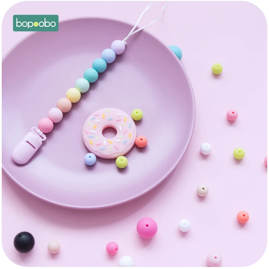 Bopoobo 1 шт. пищевой силиконовый Icecream набор силиконовый Прорезыватель для зубов бусы для изготовления BPA бесплатные Детские трофеи подвеска пустышка Клип цепь