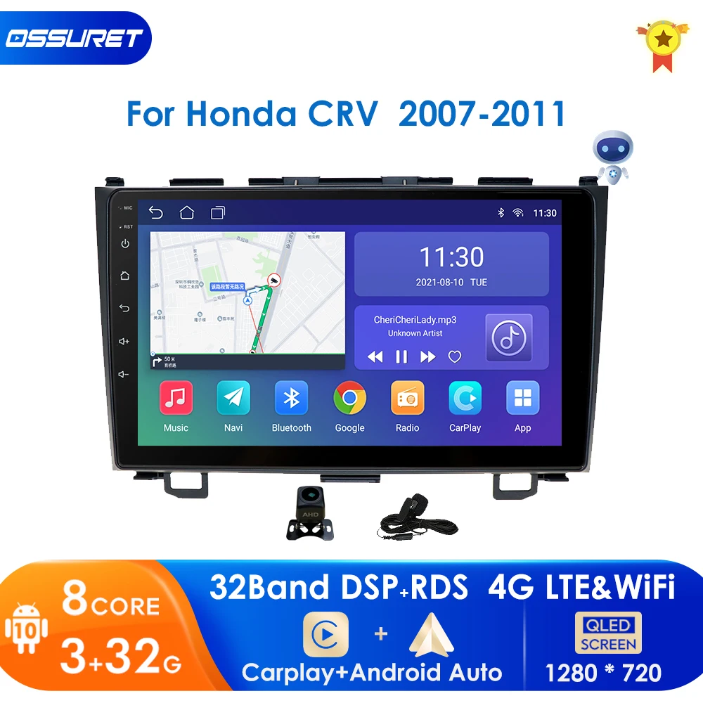 

Android 10 HD 1024*600 автомобильный DVD-плеер, радио для Honda CRV 2007, 2008, 2009, 2010, 2011, 4GWIFI, GPS-навигатор, головное устройство 2 din RDS BT