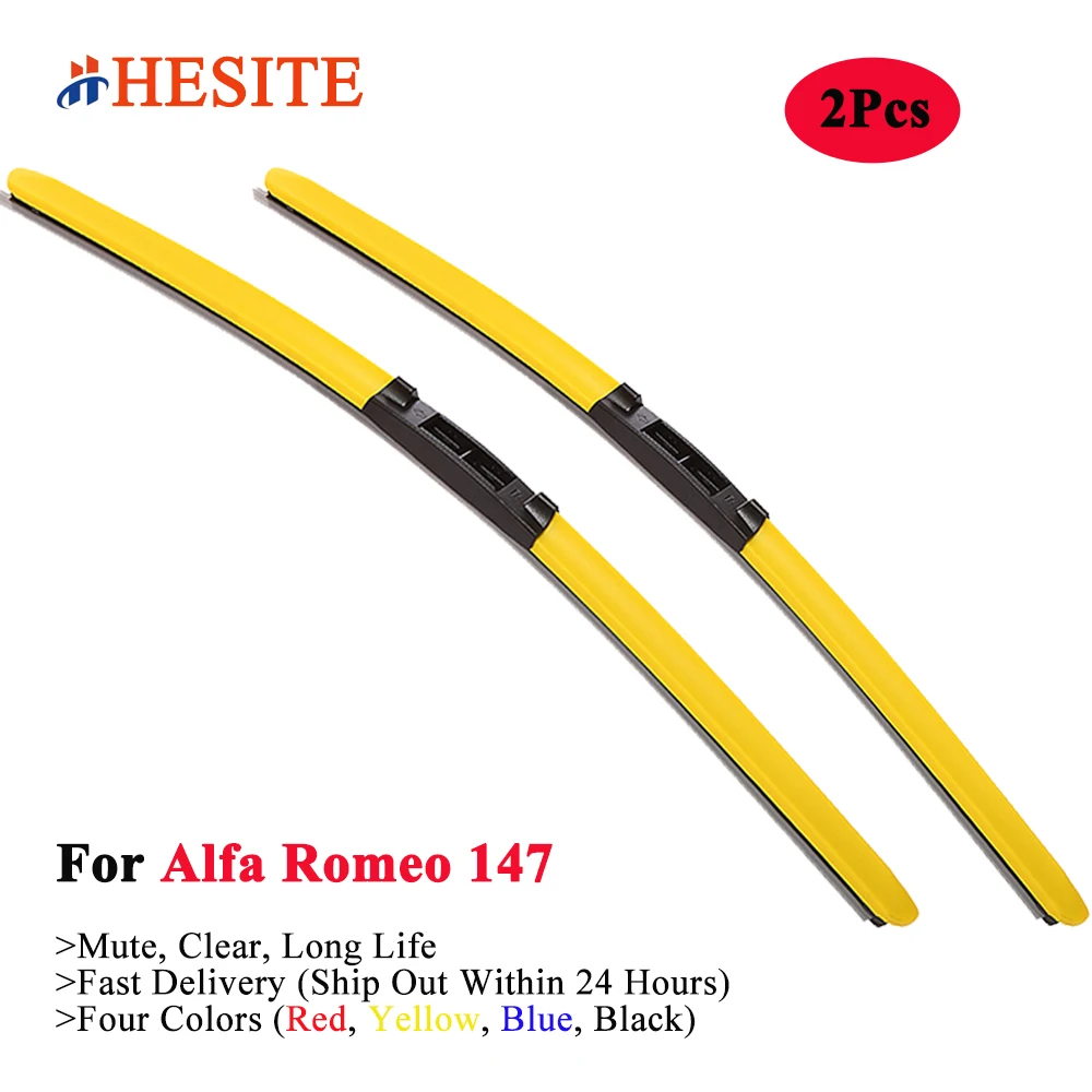 

HESITE Colorful Winshield Wiper Blades For Alfa Romeo 147 Car Model Accessories Patrs 2Pcs Front Window Screen Wipers Red Yellow