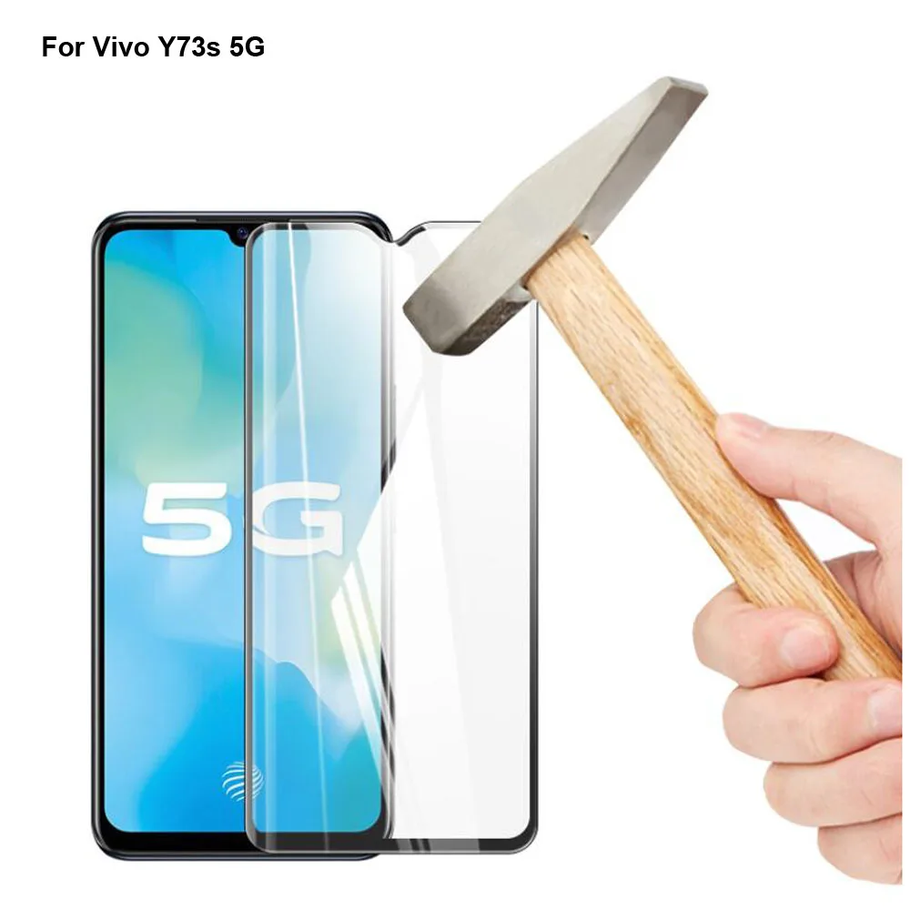 

5PCS Black Ultra-Thin screen protector Tempered Glass For Vivo Y73s 5G V2031A Full Screen protective For Vivo Y 73s 5G Film