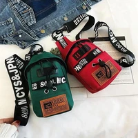 mini womens chest bag hip hop crossbody bags letter female handbag nylon bucket messenger bag western streetwear purse pocket
