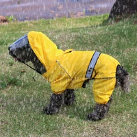 pet four foot clothes cat dog universal waterproof raincoat with hoodie refleative raincoat safe outdoor walking pet supplies