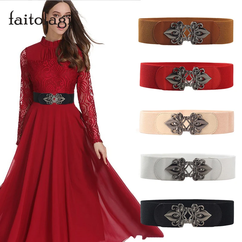 Винтажный широкий корсет пояс для женщин эластичные черные белые дамские ремни