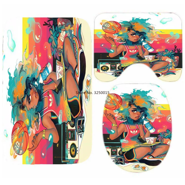 Красочная черная баскетбольная занавеска для душа девушек Спортивная