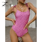 Сексуальный купальный костюм с леопардовым принтом, Женский цельный костюм, розовый купальный костюм с открытой спиной, одежда для плавания с высоким вырезом, купальный костюм для плавания, монокини