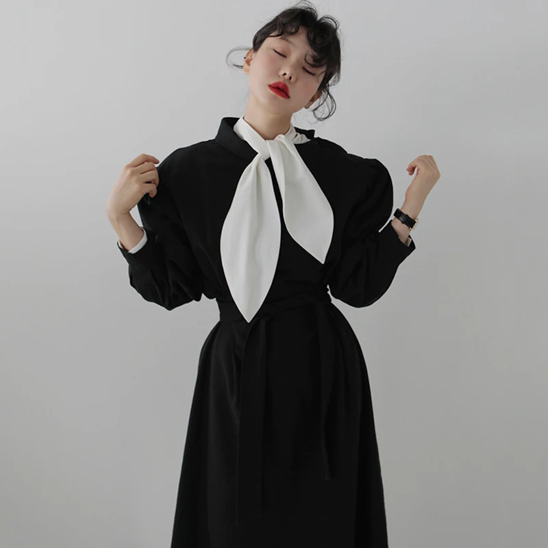 Так здорово! Маленькое черное платье в стиле ведьмы длинное с пышными рукавами