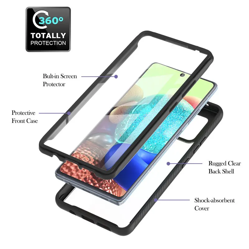 

For Samsung A71 Case 360 Full Body Screen Protector Transparent Case For Samsung Galaxy A71 5G Fashion Silicone Bumper Covers