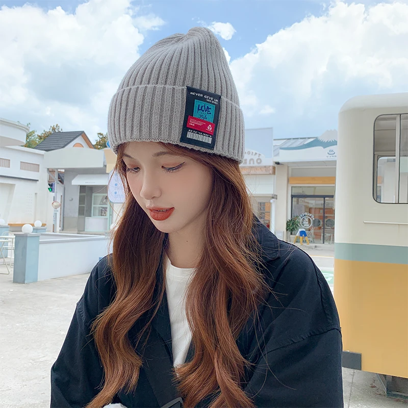 

Unisex Autumn Cotton Hat Black Beanie Hats Men Knitted Hat Women Balaclava Casual Design Bobble Hat Spring Knit Cap Comfortable