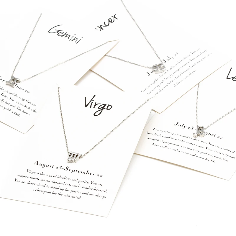 

Wish Card Star Zodiac Sign 12 Constellation Necklaces Set Pendants Charm Gold Silver Color Choker Necklaces For Women Jewelry
