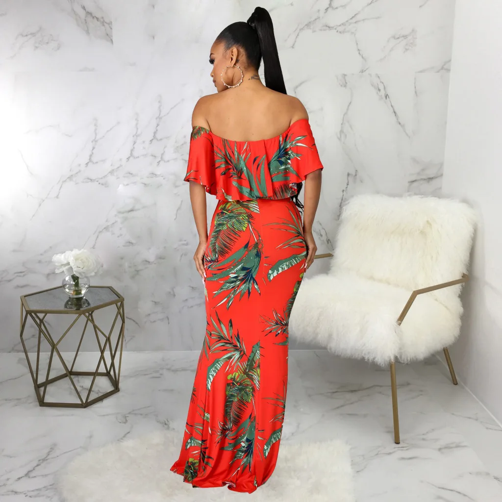 

Sexy Fashion Digital Printing One-Neck Tube Top Dress