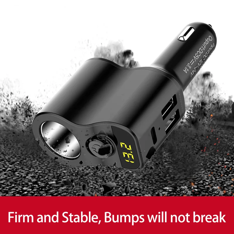 YIBEIKA автомобильное зарядное устройство с двойным USB цифровым дисплеем