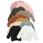 Свитер шерстяной детский однотонный, с круглым вырезом, на осеньзиму