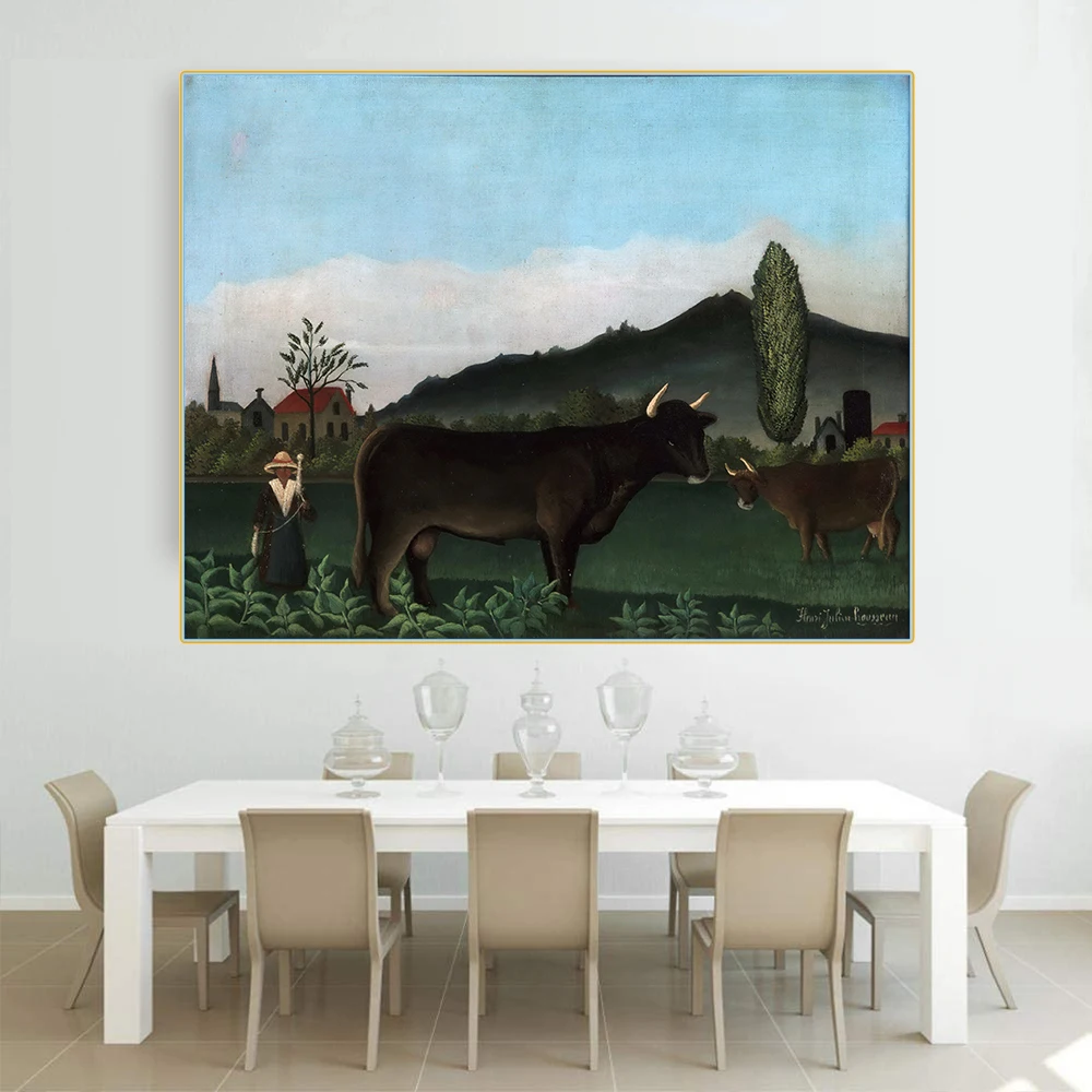 Цитон Анри · Руссо Landscape пейзаж с крупного рогатого скота Canvas холст искусство