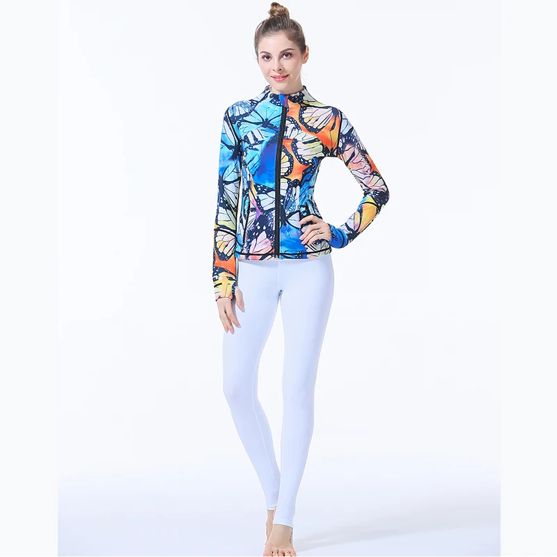

Autumn winter clothing Butterfly print Women yoga Jacket running sport windbreaker 2021